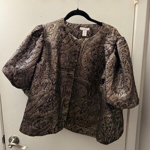 BALLOON-SLEEVED Metallic Brocade blouse
